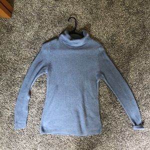 Knit, light blue turtle neck sweater